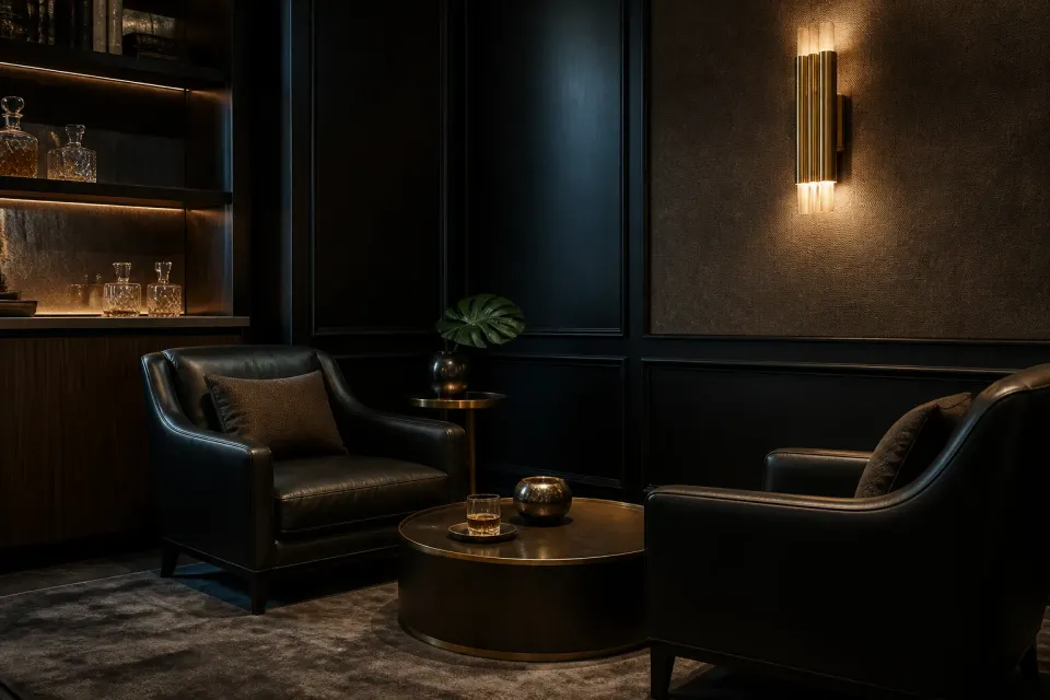 Privát lounge sarok esti fényekkel